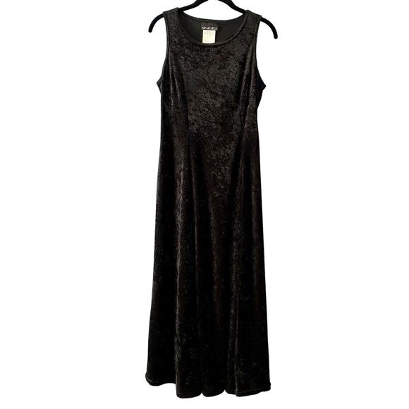 My Michelle Vintage Sleeveless Black Velvet Corset Back Maxi Dress Small 9/10 - Picture 3 of 11